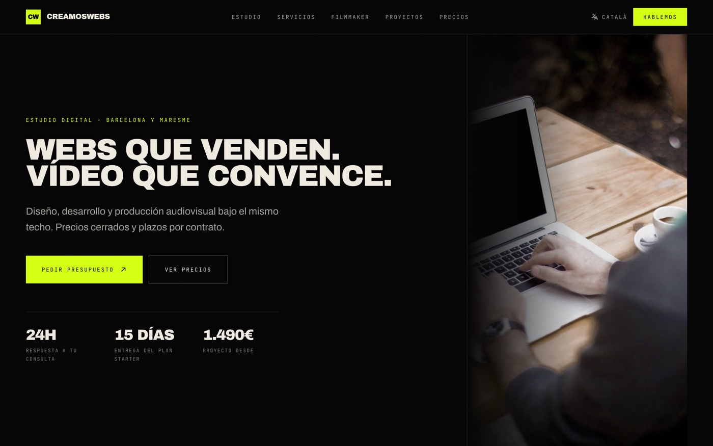 Captura de la web de Creamos Webs